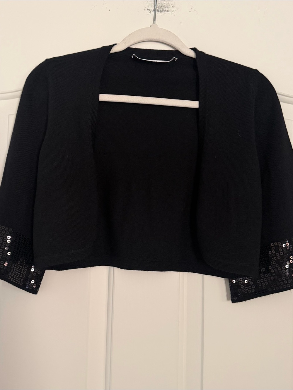 Trina Turk 100% Merino Wool Sequin Cardigan Black